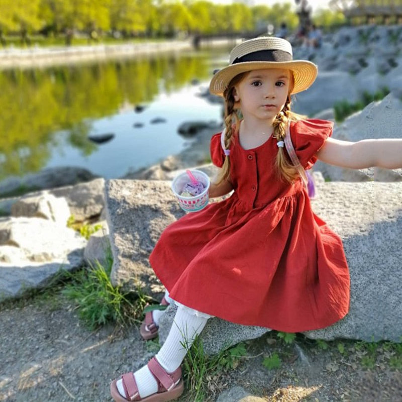 Red and Green Pleated Frock