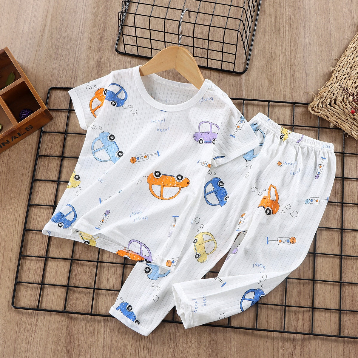 Printed cotton baby pajamas