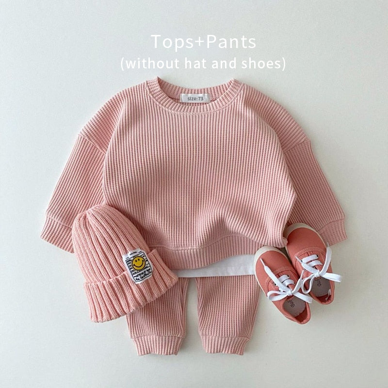 Waffle Thick Layered Cotton Pants & Tshirt