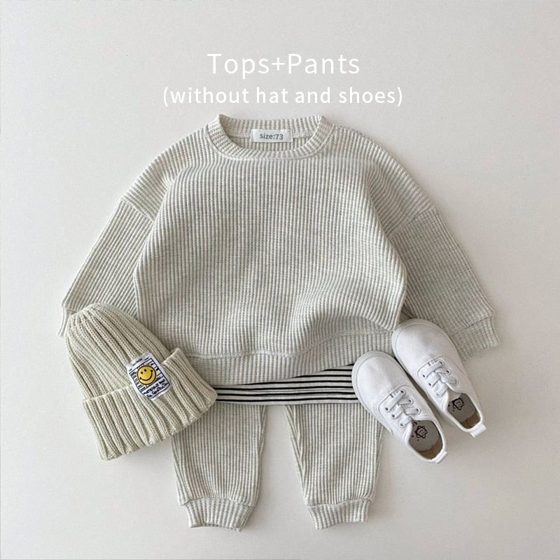 Waffle Thick Layered Cotton Pants & Tshirt