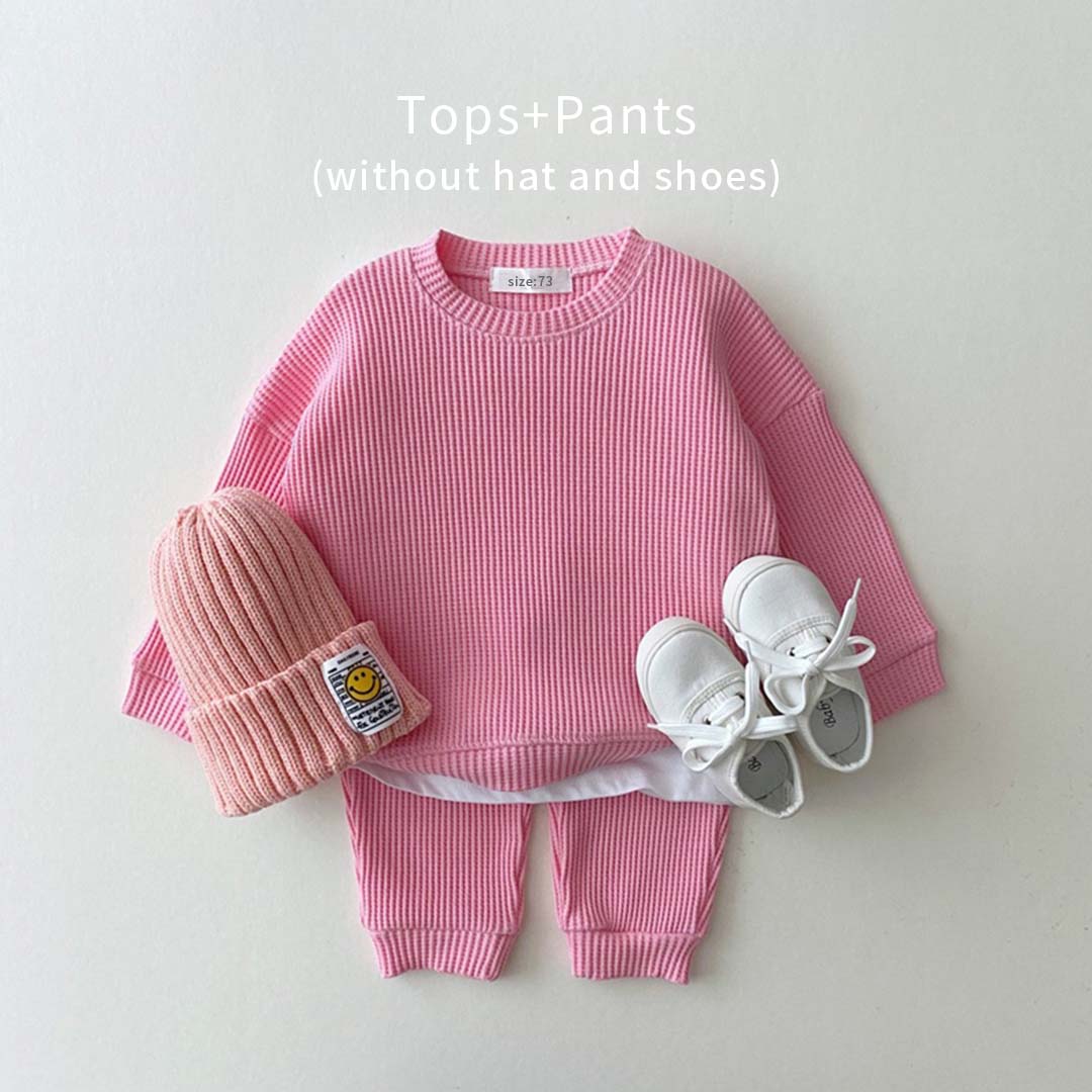 Waffle Thick Layered Cotton Pants & Tshirt