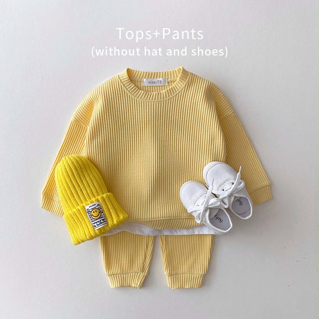 Waffle Thick Layered Cotton Pants & Tshirt