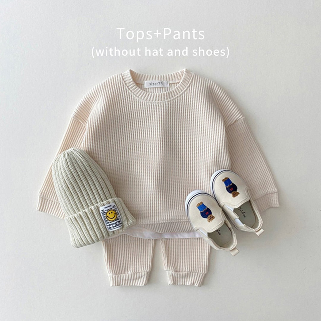 Waffle Thick Layered Cotton Pants & Tshirt